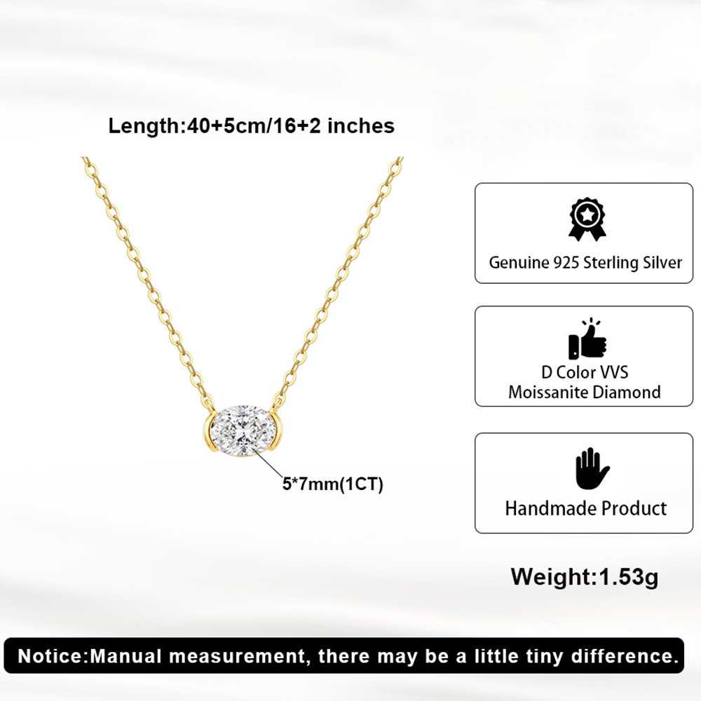 1CT Oval Cut Moissanite Pendan - Bezels Set Pendant recension och pris