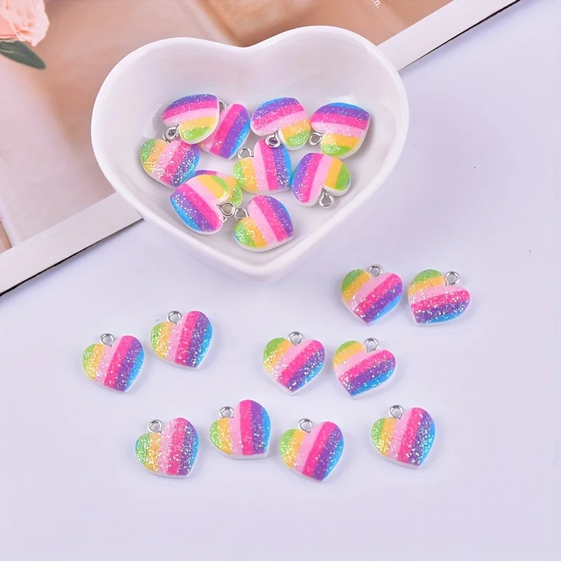 10Pcs Colorful Heart Resin Cha - Resin Crafts Diy recension och pris
