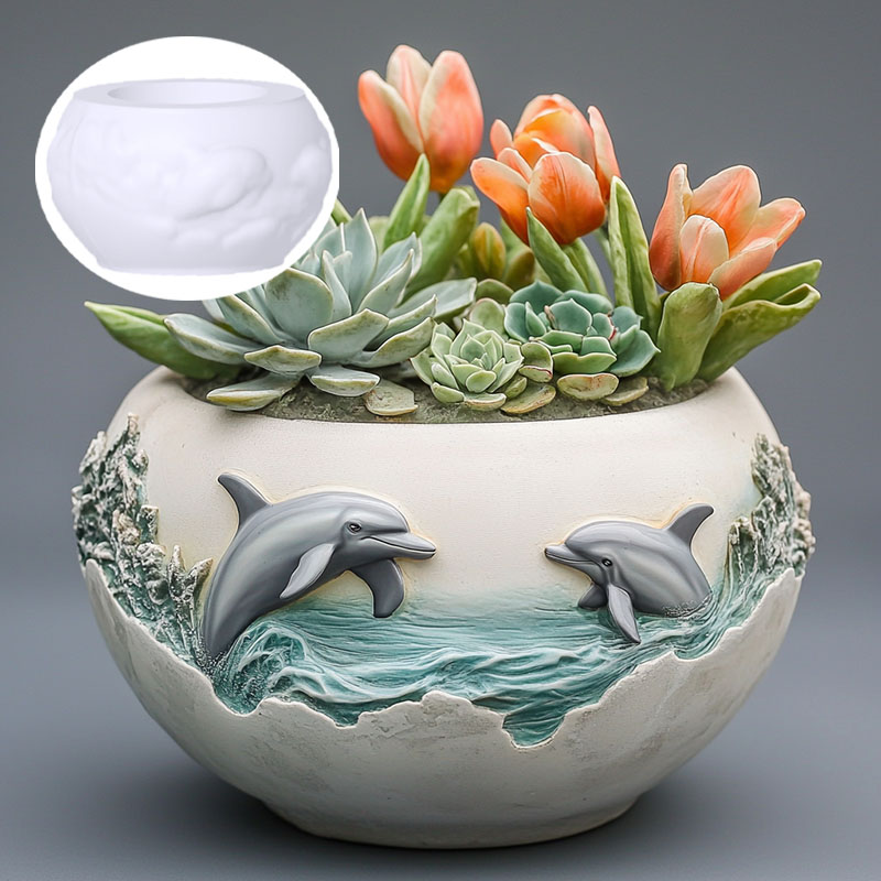 Couple dolphin relief succulen - Resin Ocean Wave Mold recension och pris